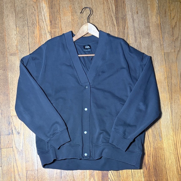 Zara Other - Zara Navy Snap-Front Cardigan Jacket